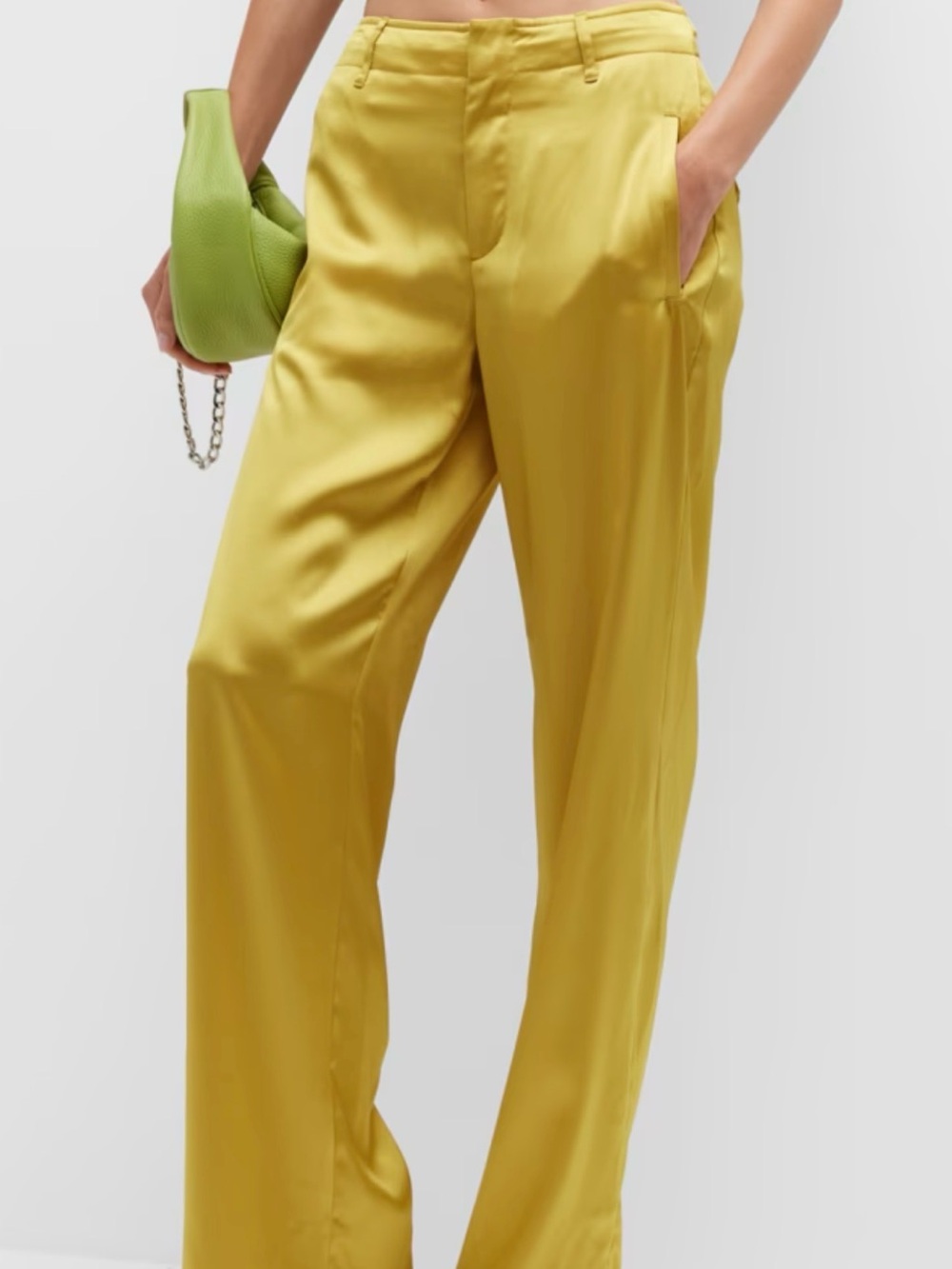 rag & bone Dylan Satin Wide Leg Pants Gold Mustard Size 8
